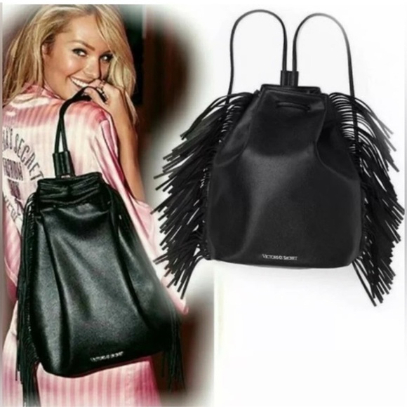 Victoria's Secret Black Backpack with Fringe - Picture 1 of 10